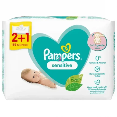 Pampers Sensitive Baby Wipes (2*56pcs+ 1*56pcs For Free)=168pcs